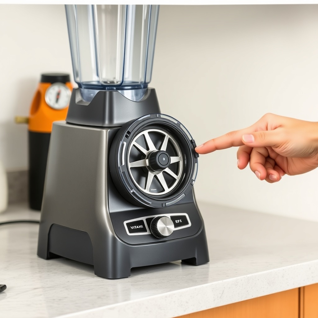 <clean photorealistic photo/illustration of a Vitamix A3500 on a counter